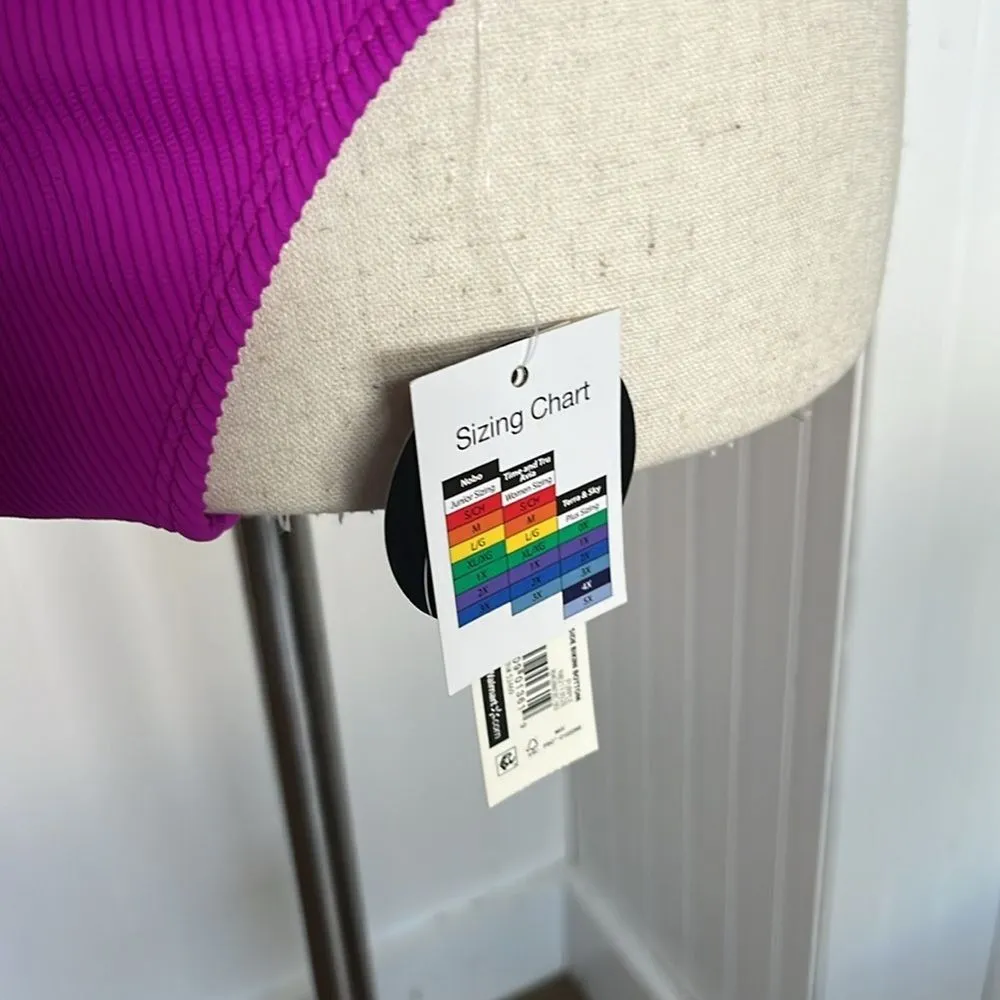 Ribbed Hot Pink Bikini Bottoms Size L - Image 3