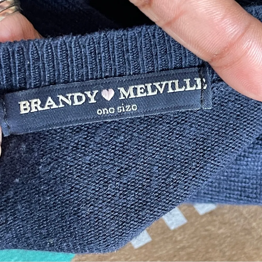 BRANDY MELVILLE | Navy Blue Cropped Knit Sweater Sz OS - Image 5