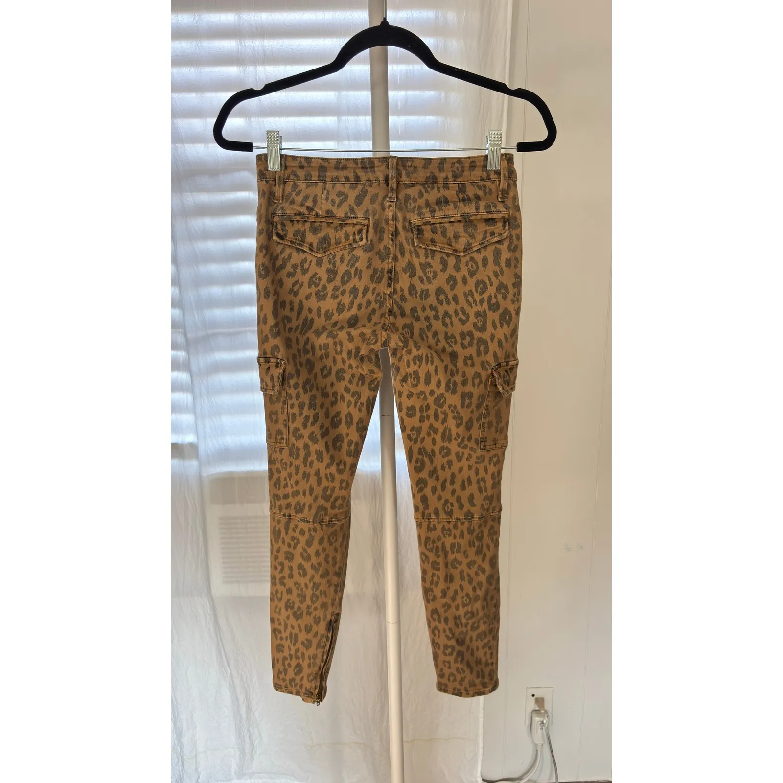 $206 FRAME Leopard Print Cargo Skinny Jeans Pants Women Size 26 Tan Brown - Image 8