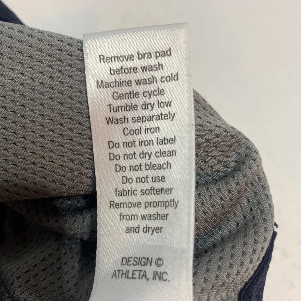 Athleta Triple Dare Racerback Navy Gray White Sports Bra W-120 Size Small - Image 7