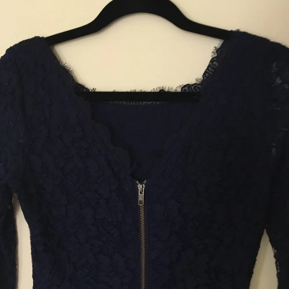 Diane Von Furstenberg Zarita Navy Blue Lace Dress Size 4 - Image 7