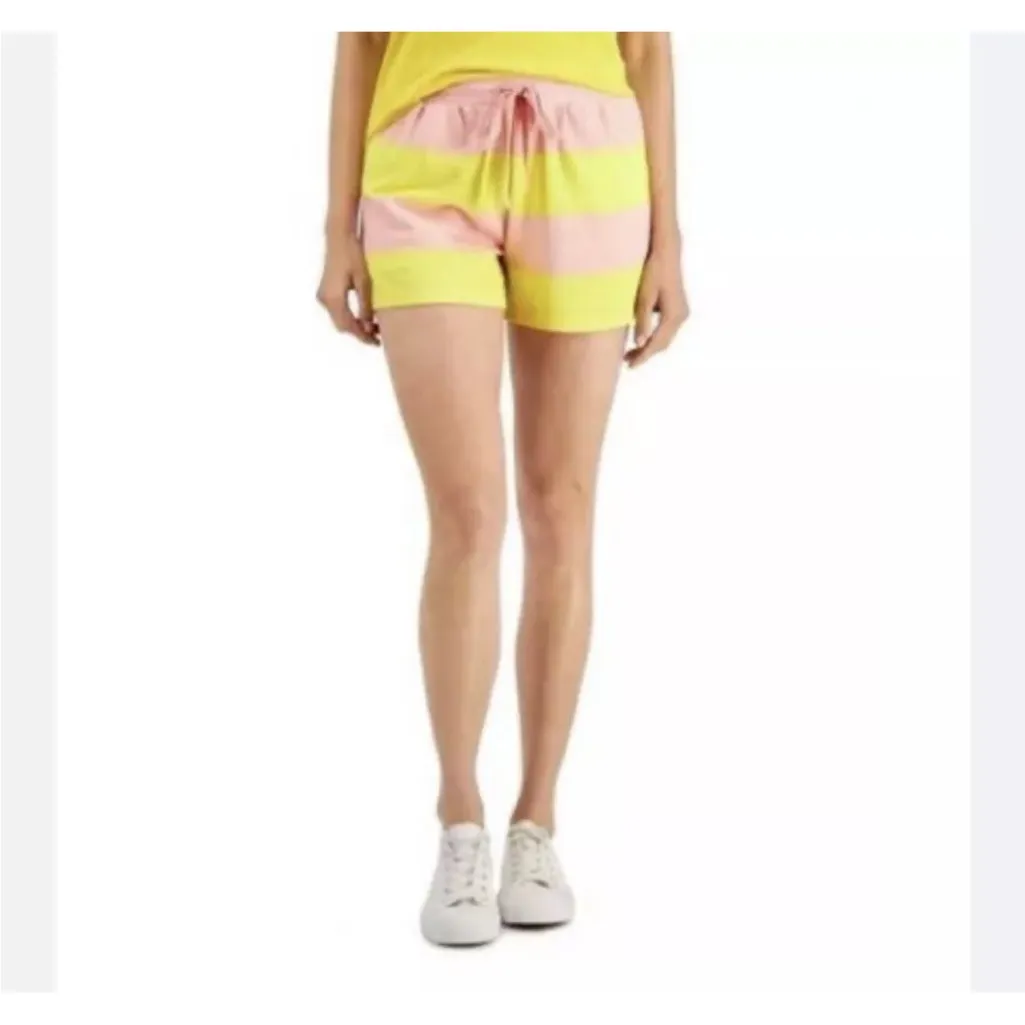 Style and Company Junior's Knit Shorts Pink and Yellow Stripe Size XL - Image 2