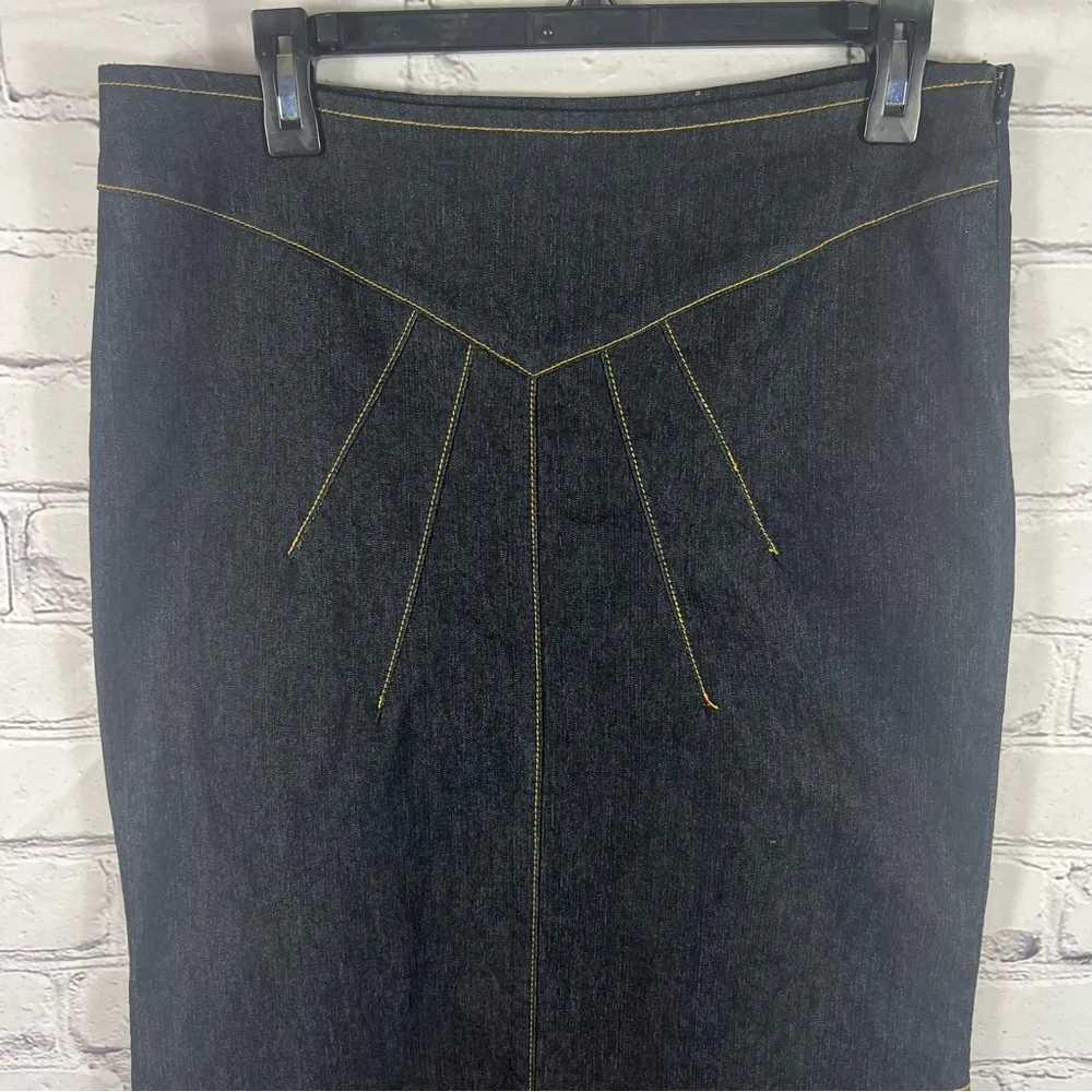 Bisou Bisou Dark Wash A-Line Denim Maxi Skirt with Side Slit Size 10 (B19) - Image 2