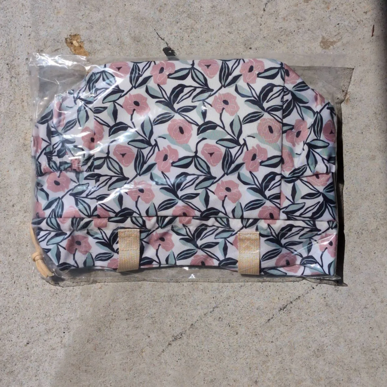 NWT Summer & Rose Adrienne White Pink Floral Drawstring Handled Lunch Tote Bag - Image 3