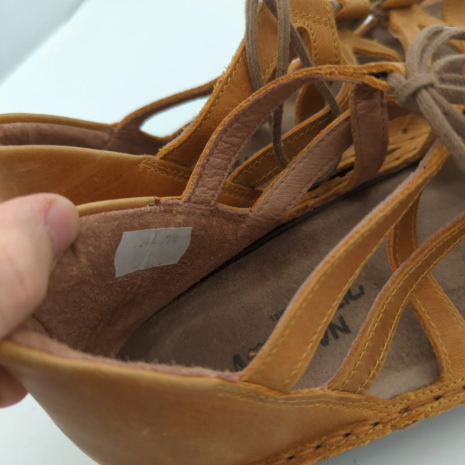 Naot Yarrow Women Tan Leather Lace Up Wedge Gladiator Sandals 40 Women's 9 - Image 8