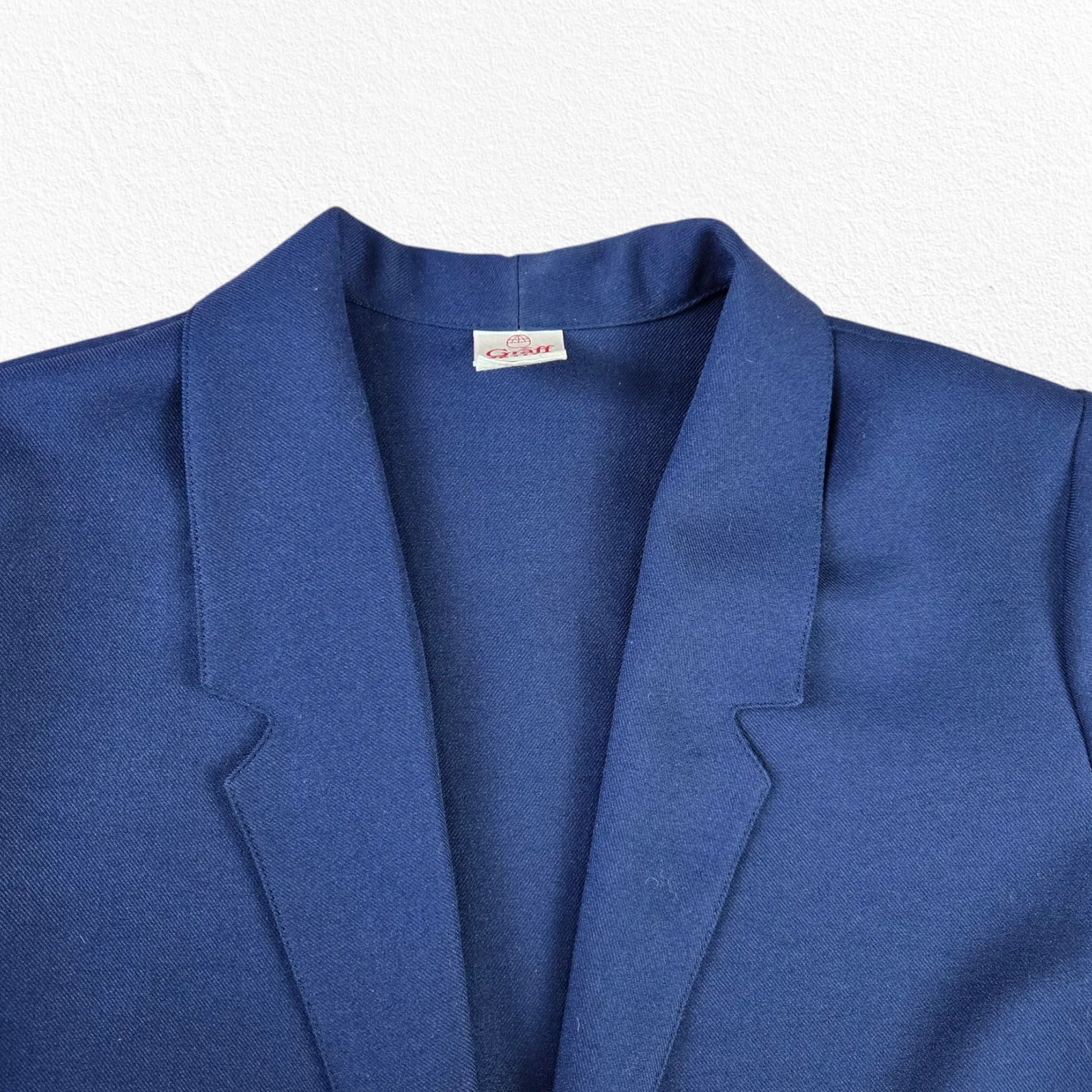 1980s Vintage Graff Petite Navy Blue USA Made Gold Crest Buttons Blazer Size 12P - Image 3