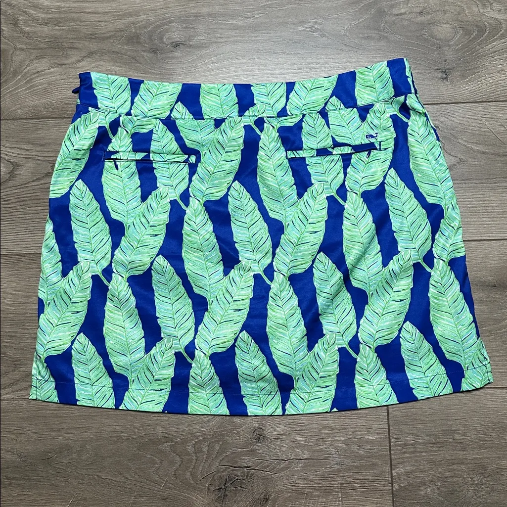 Vineyard Vines Golf Skort Palm Leaf Royal Ocean Multicolor Skirt Blue Green 14 - Image 3