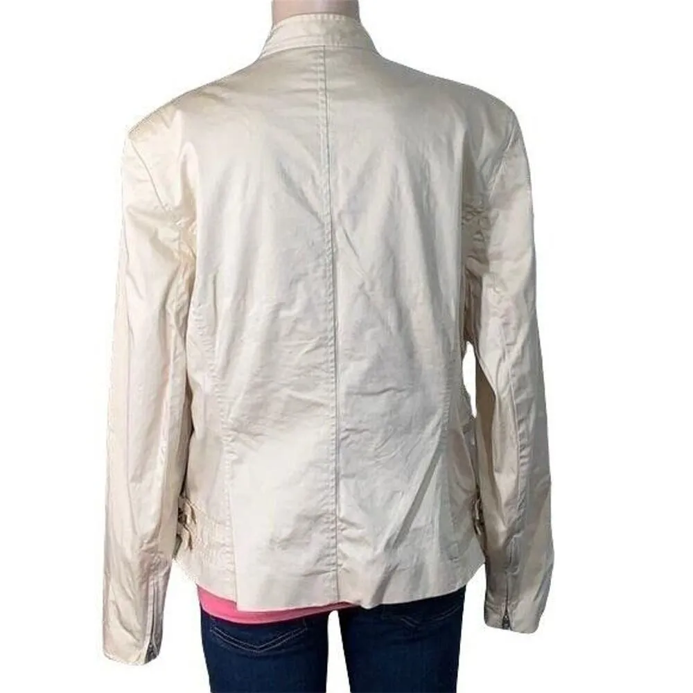 Votre Nom Womens Moto Jacket Coat Asymmetrical Zip Lightweight Beige Size 12 - Image 6