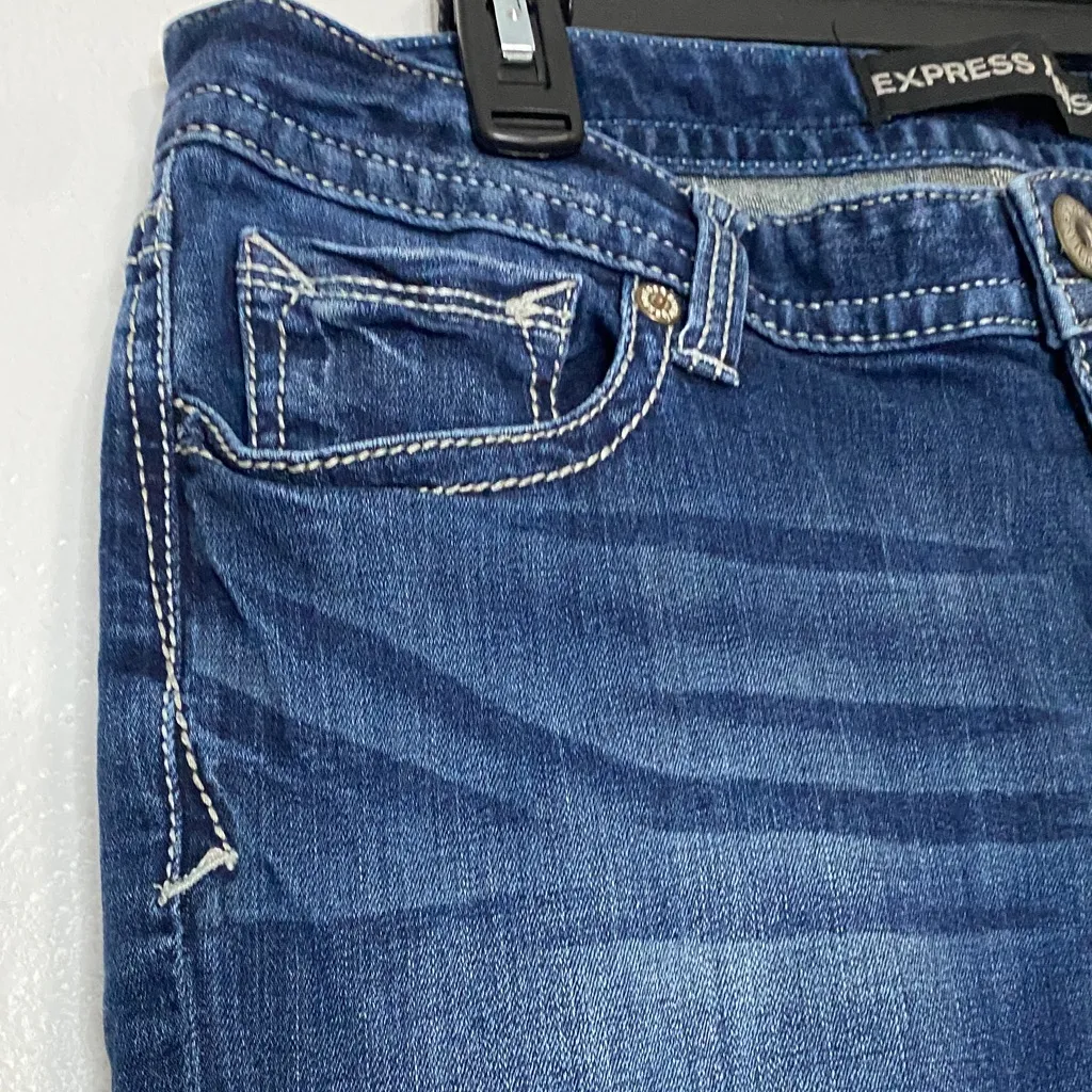 Express Women's Dark Blue Boot Cut Jeans - Image 6