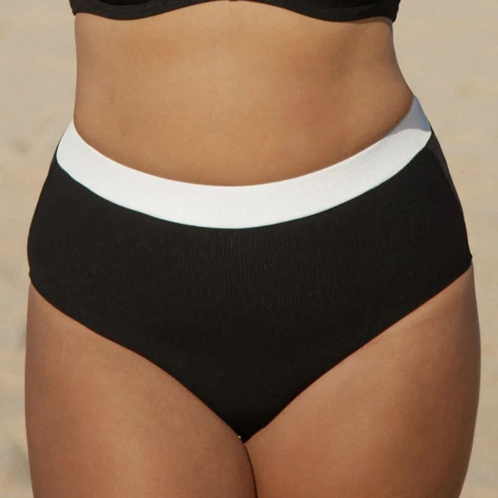 Berlook Contrast Trim Plus Size Bikini Top and Bottom 55 Black - Image 6