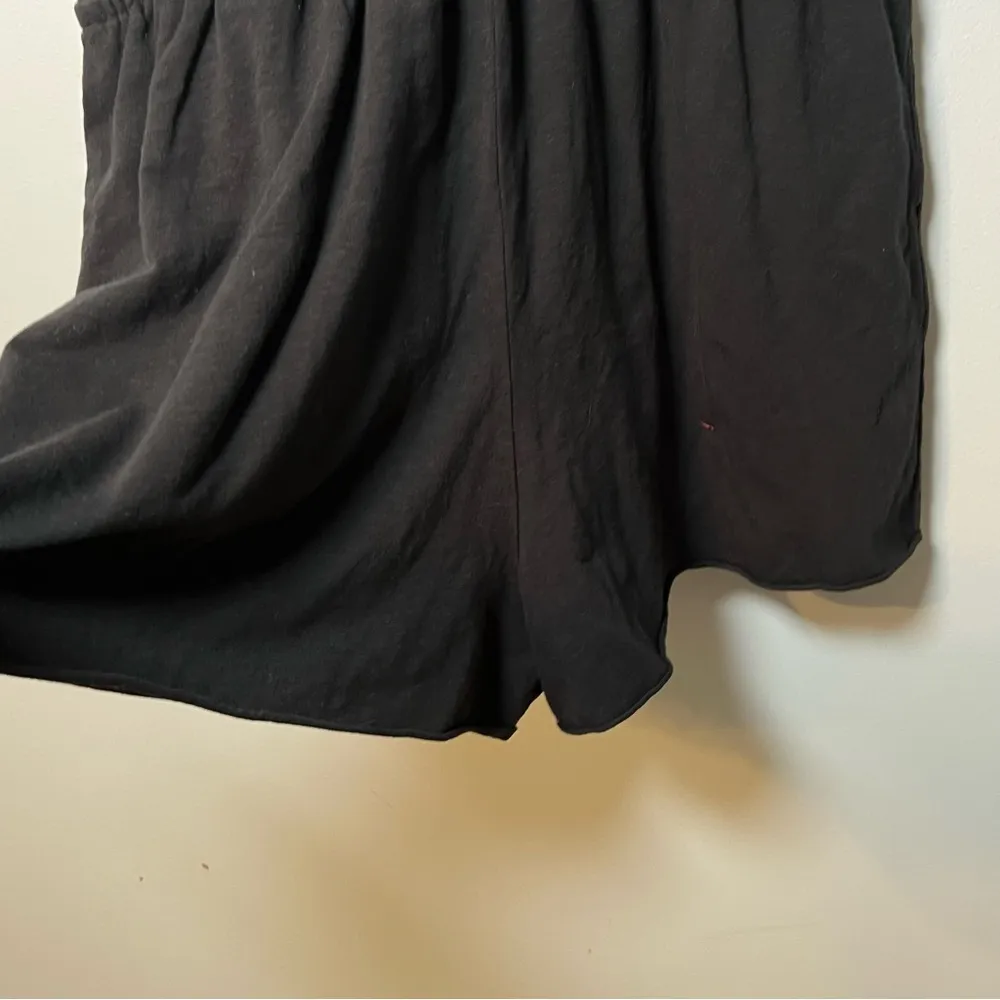 Aerie Sleeveless Tassel Tie Romper Women’s L Black Shortalls V-neck Pockets - Image 4