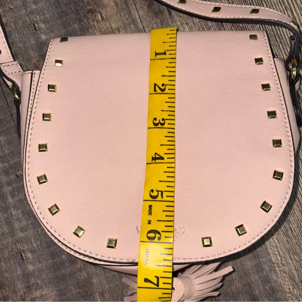 Victoria's Secret Sm Crossbody Saddle Bag Purse Pink Blush Studded Tassels - Image 7