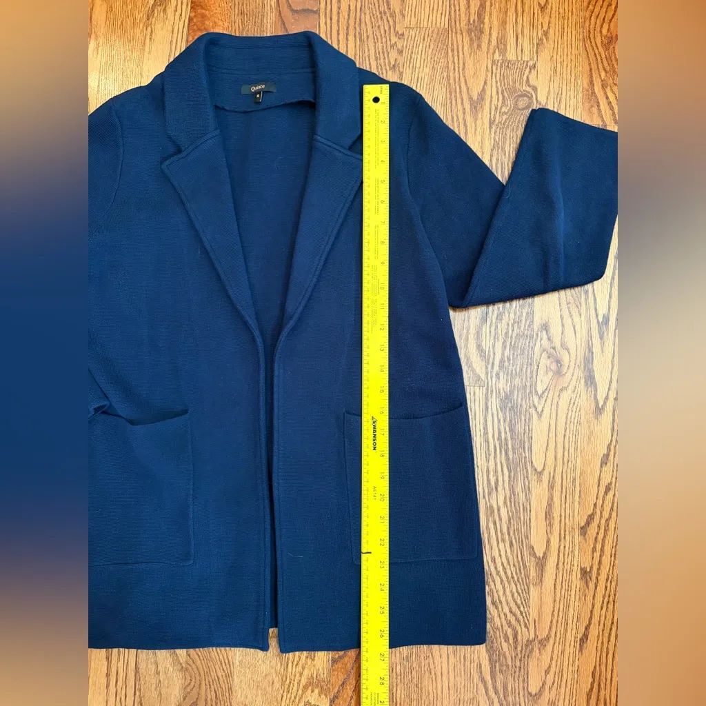 Quince 100% Organic Cotton Knit Blazer – Navy Blue - Size Small - Image 9