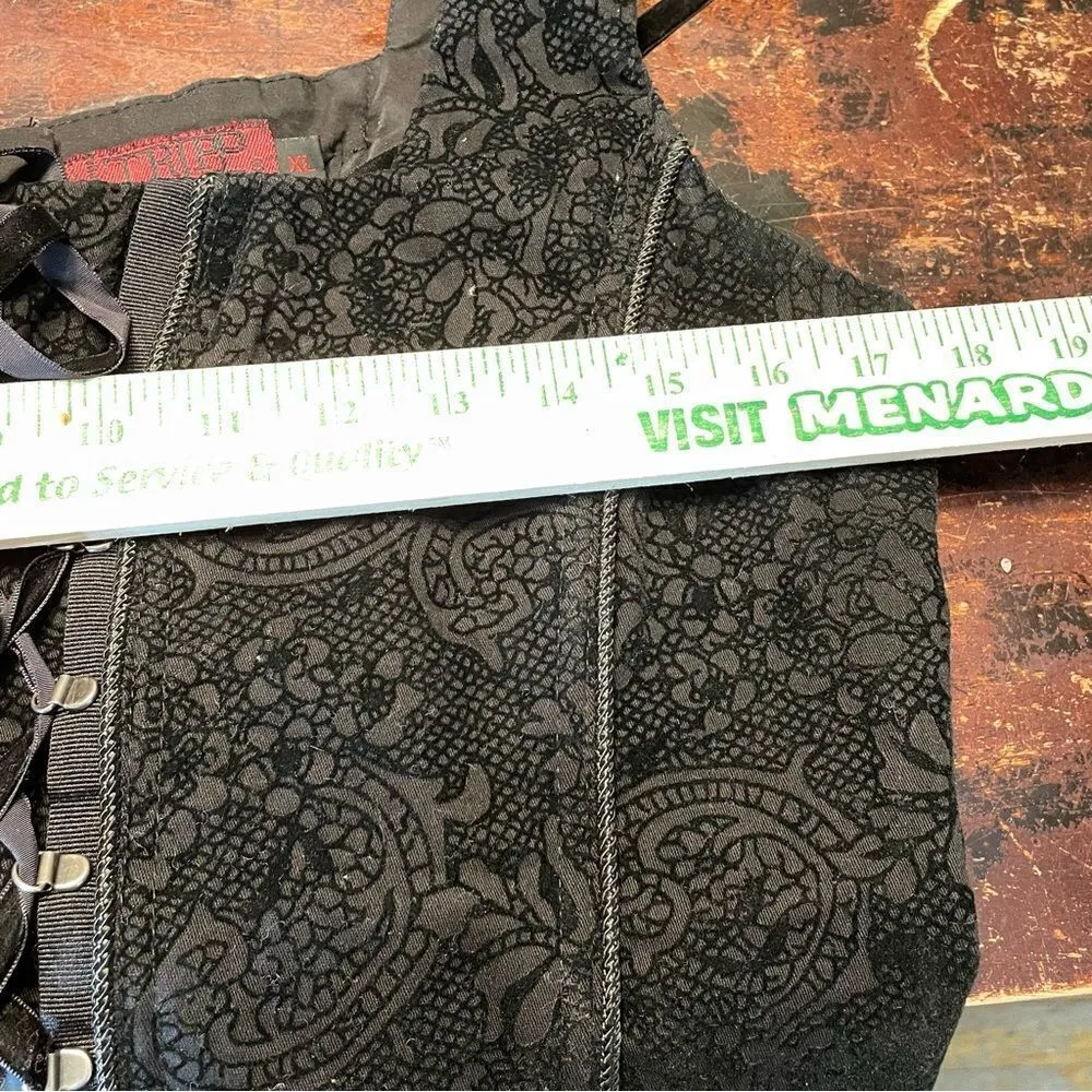 Tripp NYC Vintage Corset Lace Up Velvet Damask Bustier Top‎ Goth Dark Fairy XL - Image 6