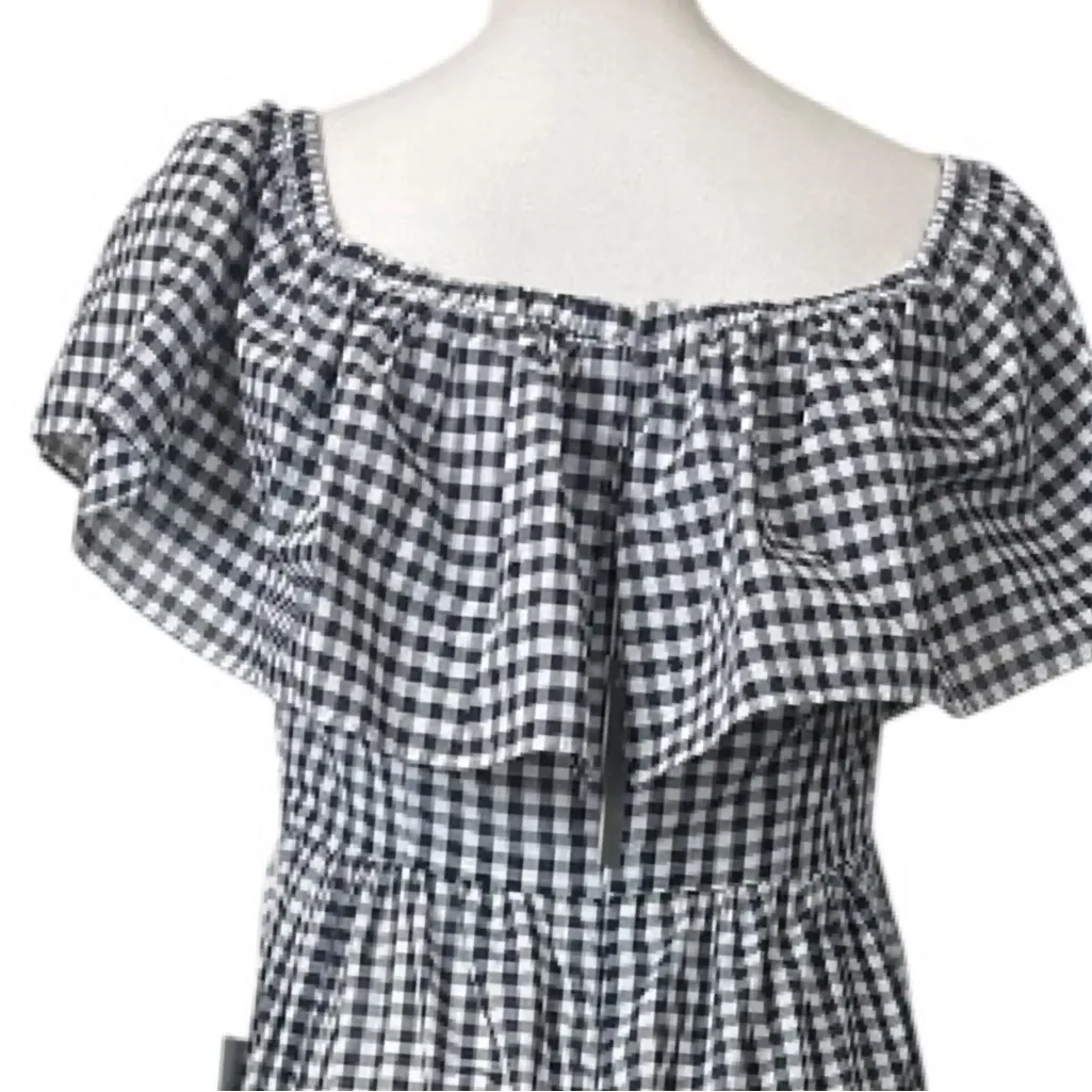 Chelsea28 New Maxi Dress Off Shoulder Ruffle Black White Gingham Women’s Size 4 - Image 8