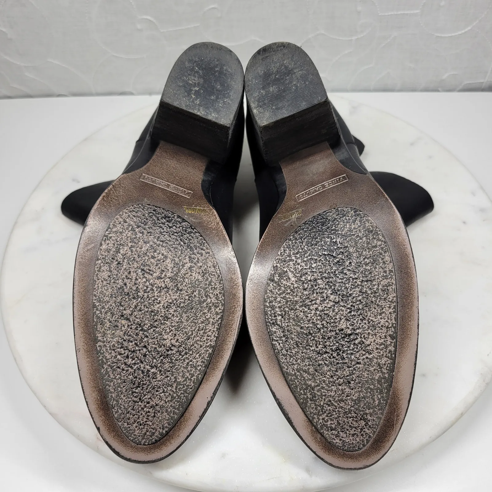 Vince‎ Camuto Helyn Ankle Boots Womens 8.5 Black Soft Leather Pull On Block Heel - Image 7