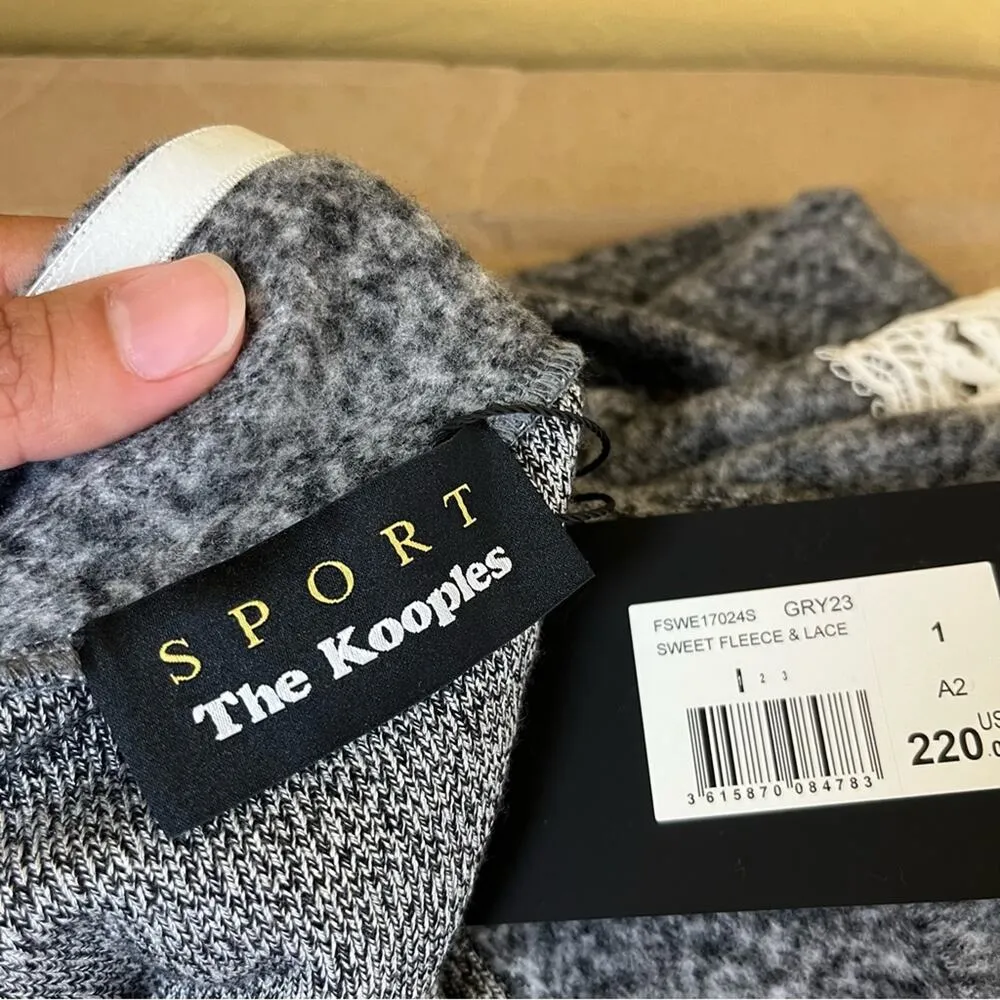 The Kooples Sport Fleece Lace-Trim Sweatshirt - Image 7