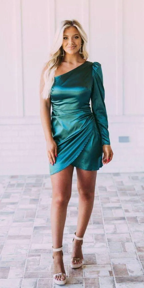 Green Satin Dress - Image 3