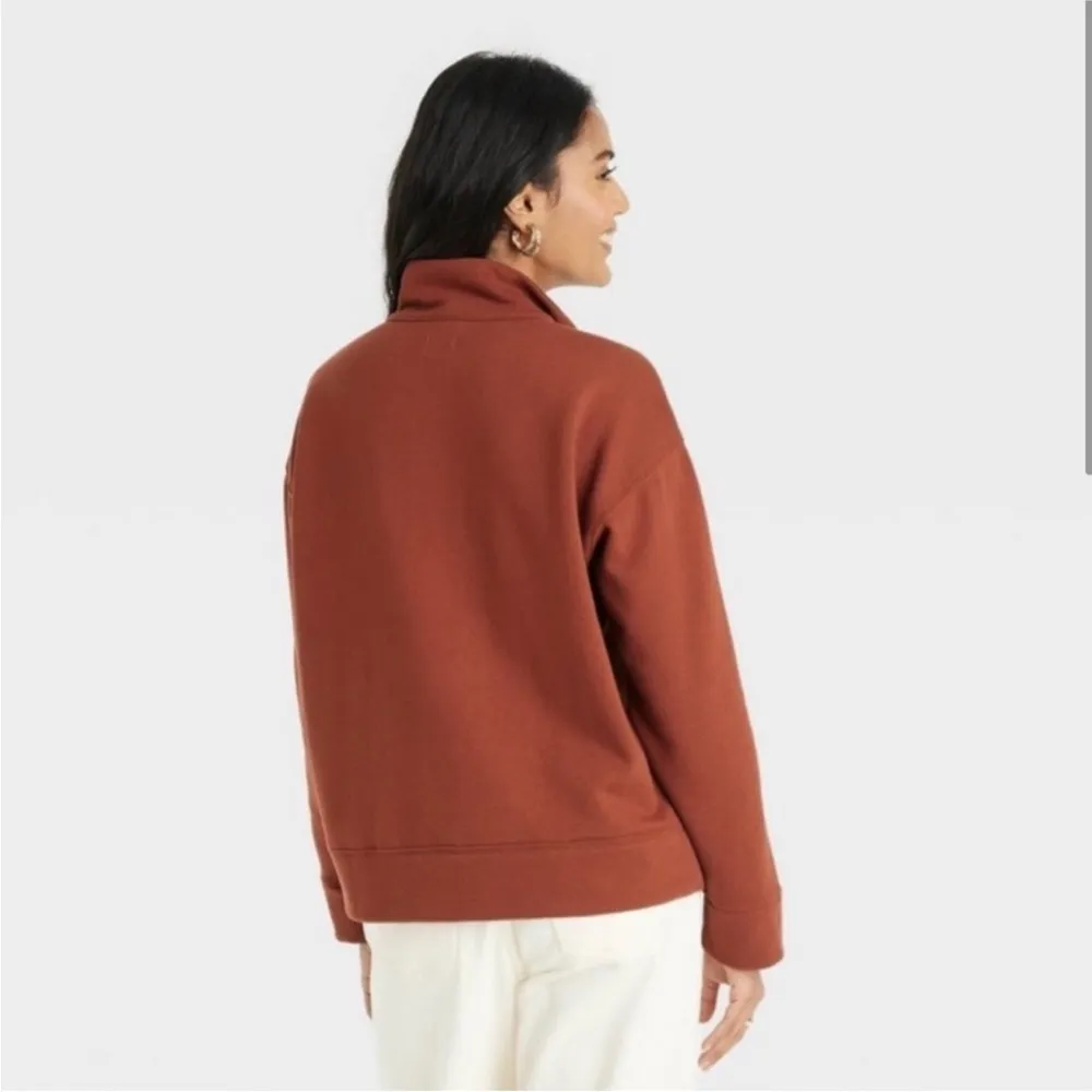 A New Day Quarter Zip Jacket, Brown/Copper, Size Medium - Image 2