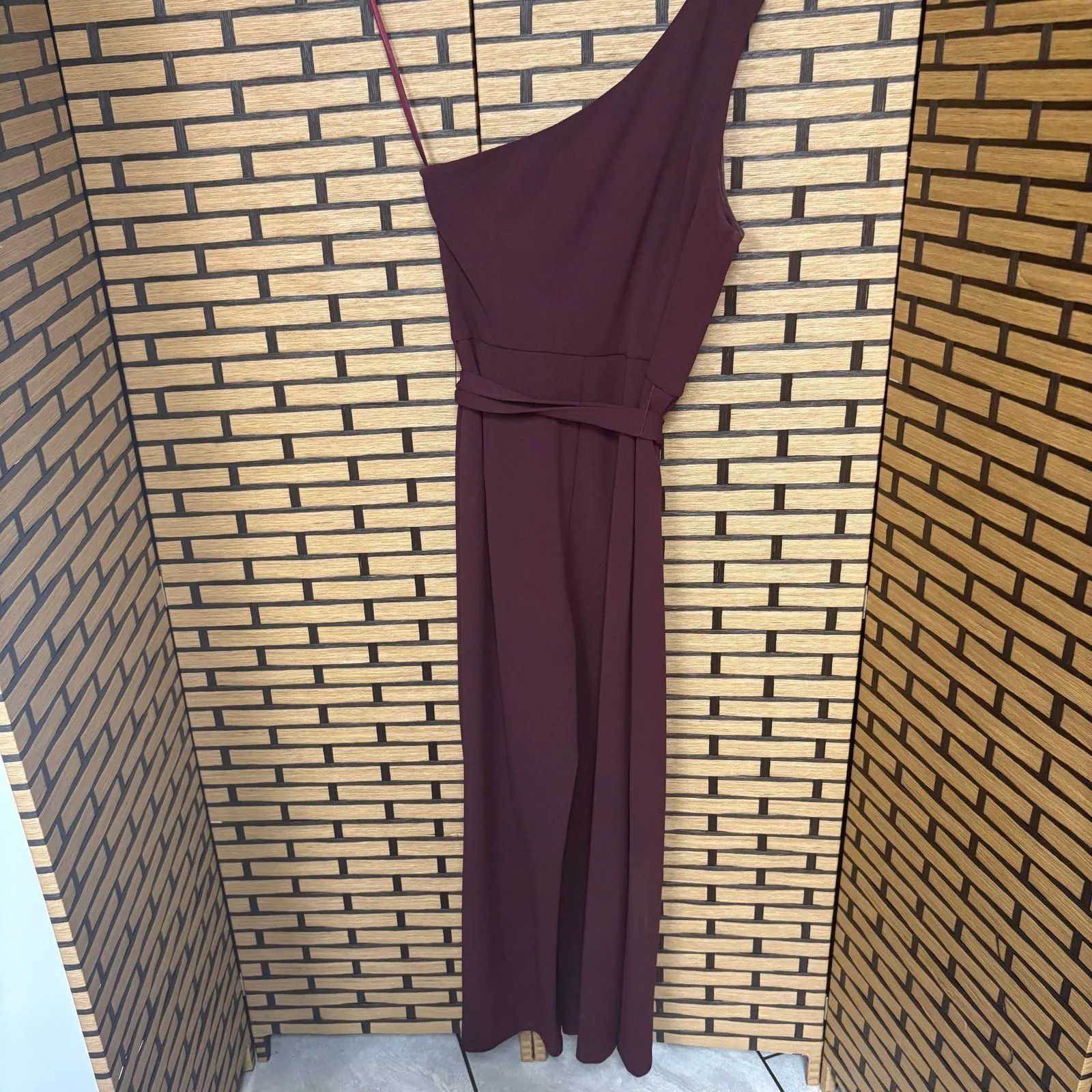 Antonio Melani Burgundy‎ One Shoulder Jumpsuit Size 6 - Image 2