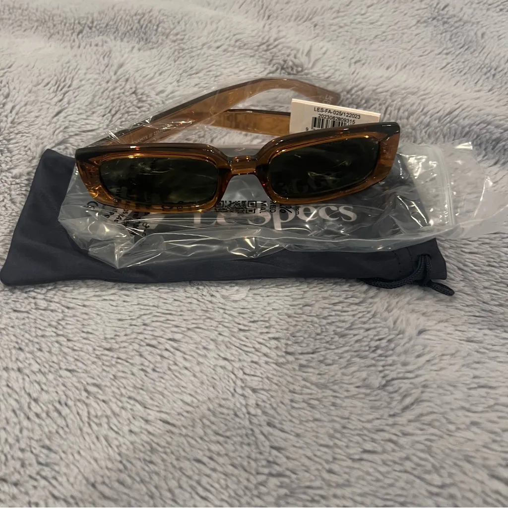 Dynamite Tobacco Le Specs Brown Sunglasses Rectangular Retro Y2K NWT - Image 5