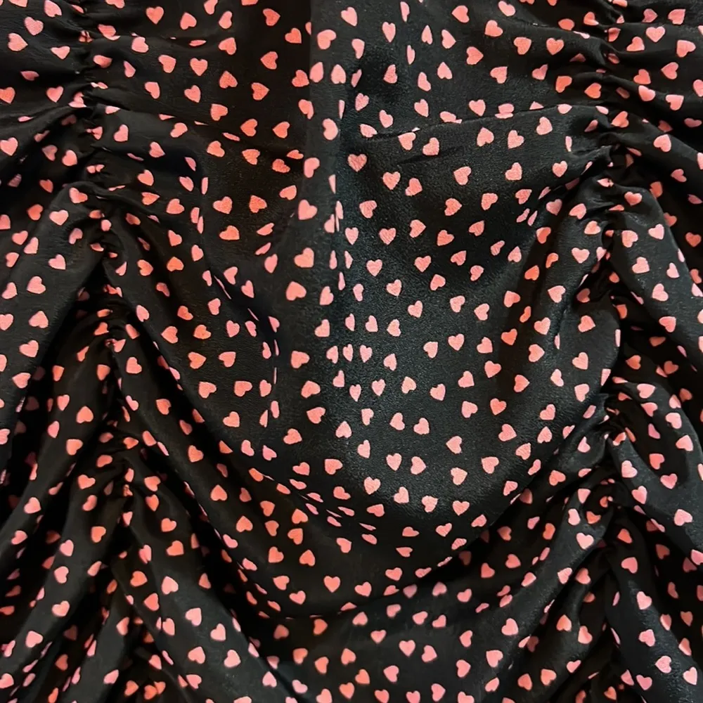 ZARA Black with Pink Hearts long sleeve draped mini dress - Image 12