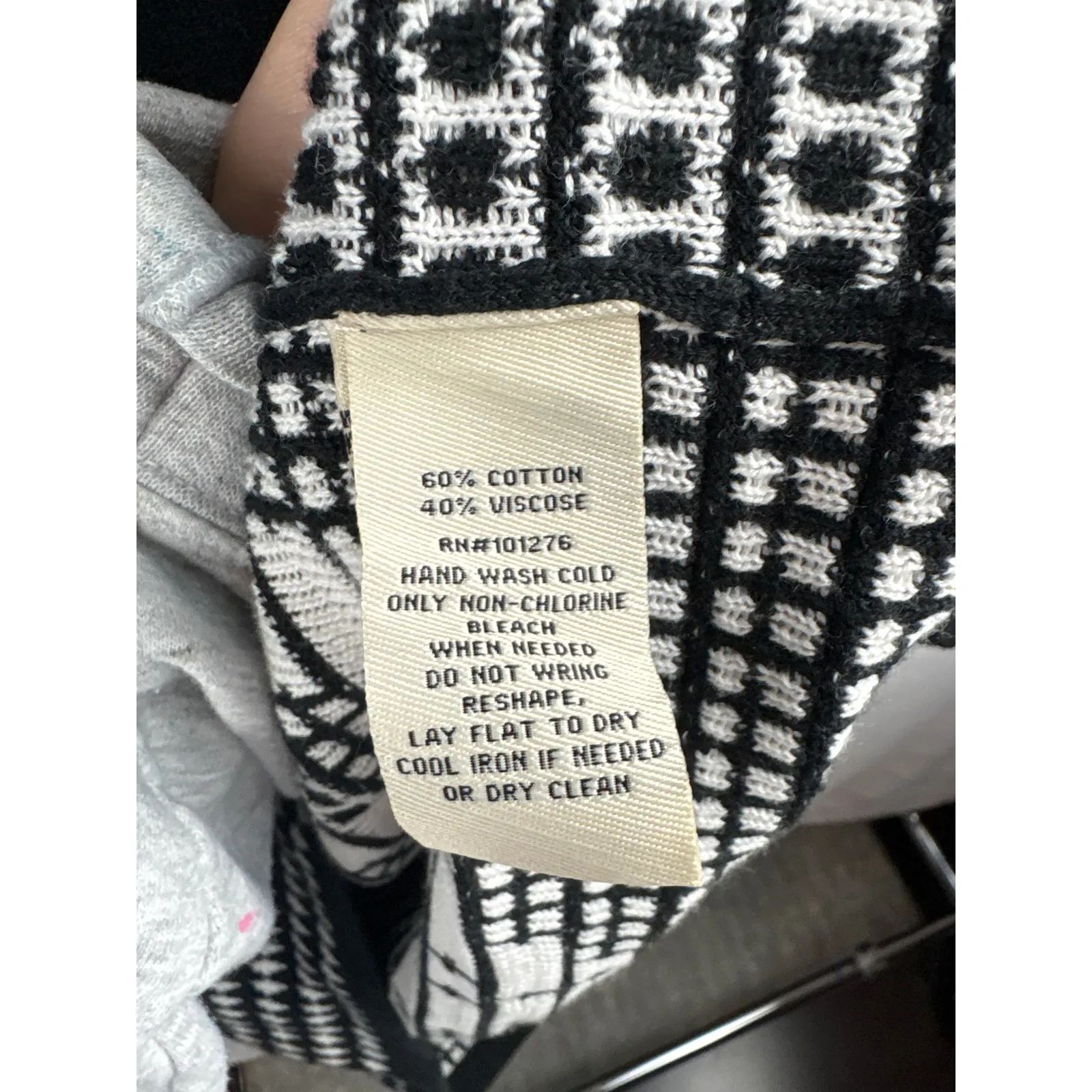 Women’s eci Medium Black Knit Sweater Dress w/ White Abstract Pattern - Image 6