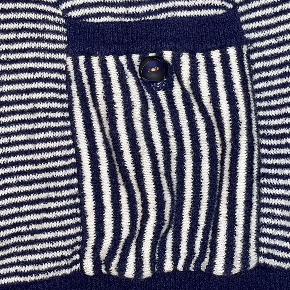 Moth Anthropologie | Margate Pocket Pullover Navy & White Stripes | Small - Image 5