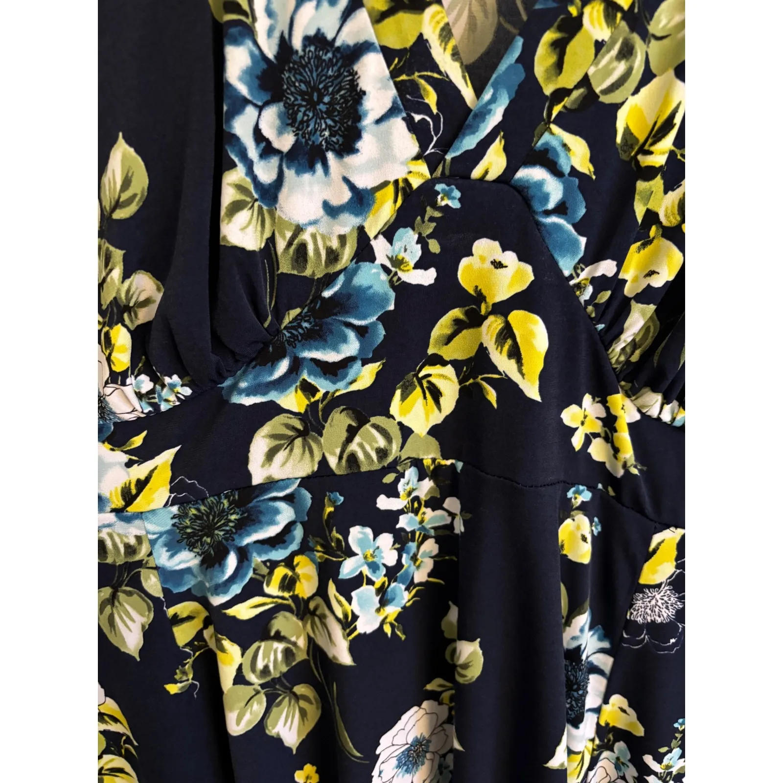 Torrid Navy Blue Floral Stretch Dress  Size 2 (Plus 2X)  Flattering & Feminine - Image 6