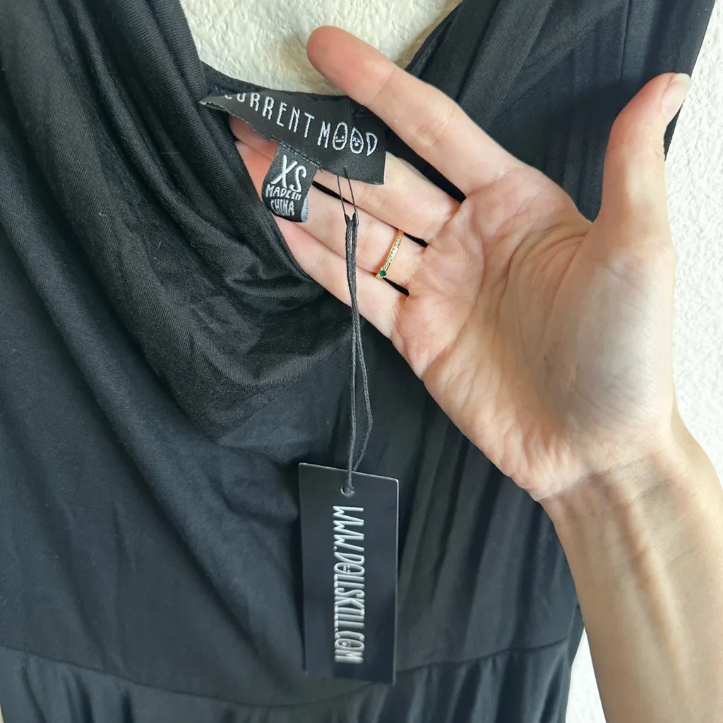 Dolls Kill  Black Asymmetrical Dress with Strap Details - Image 4