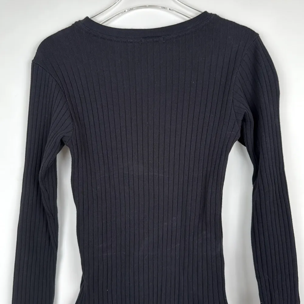 RE/Done Black Ribbed Long Sleeve Thong Bodysuit Size Medium - Image 9