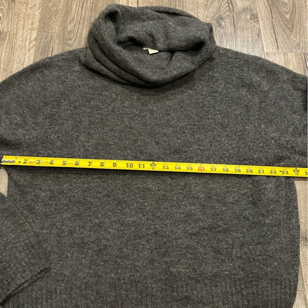 H&M Dark Gray Melange Mohair Wool Cowl Neck Sweater Slouchy Crop Fit Women's M - Image 8