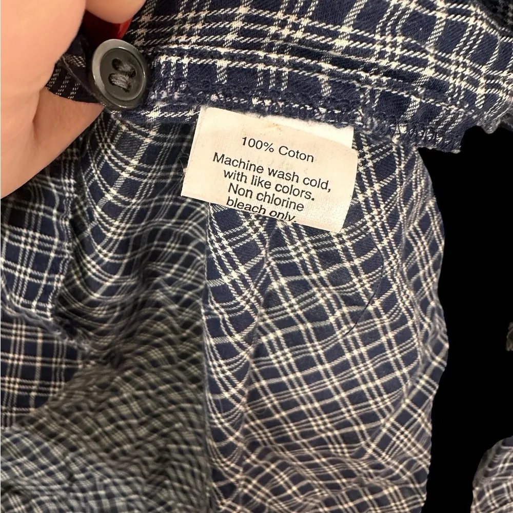 Madewell 1937 womens XS Plaid Cotton Popover Shirt | Navy & White - Image 4