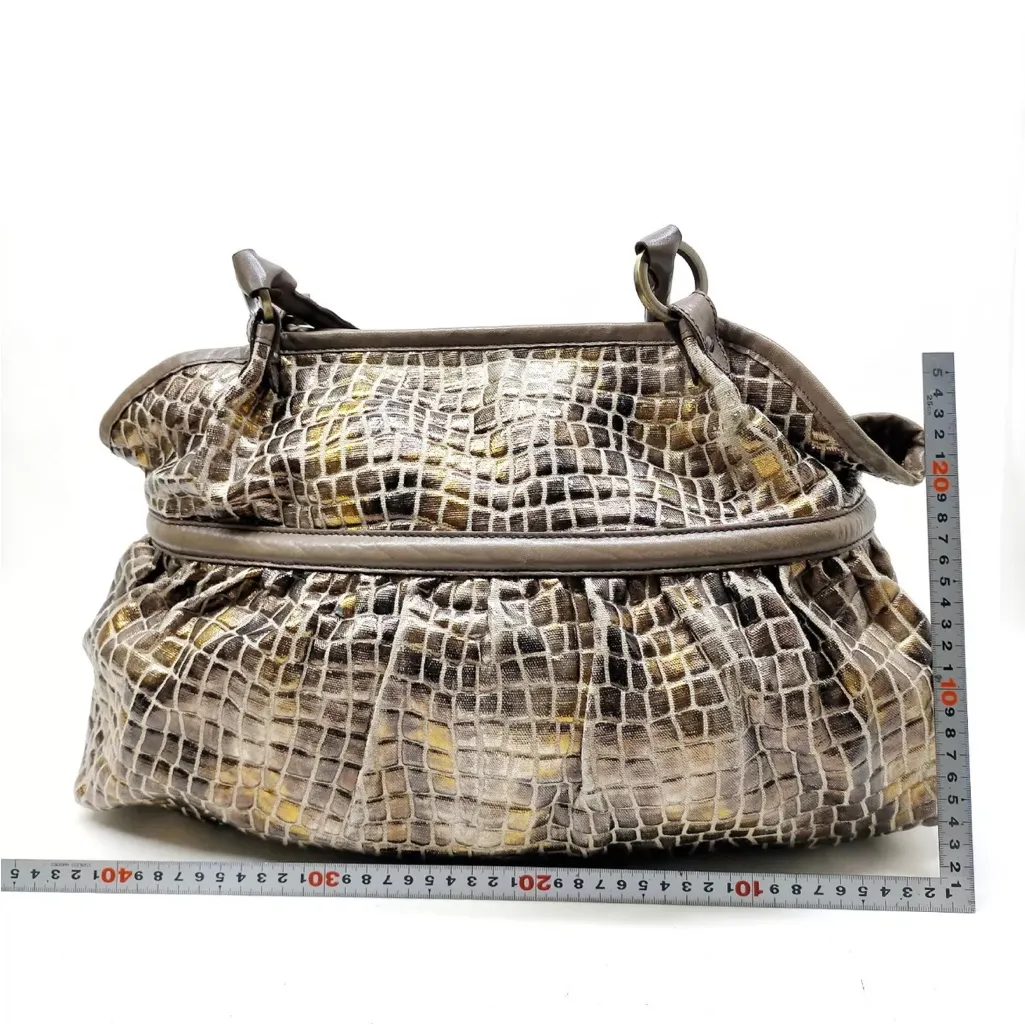 Fendi  Croc Embossed Canvas Bronze Handbag EUC - Image 2