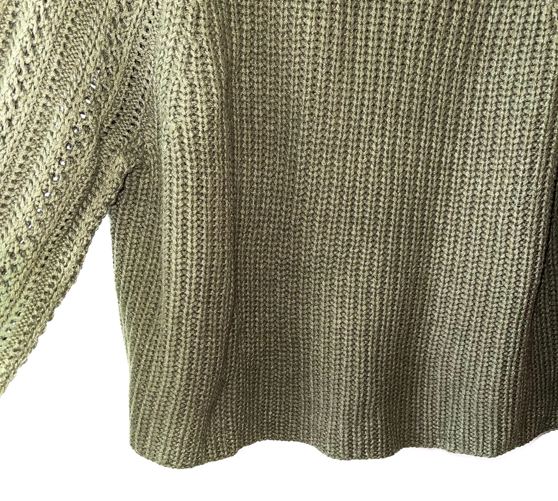 American Eagle Hunter Green Open Knit Sweater - Image 6