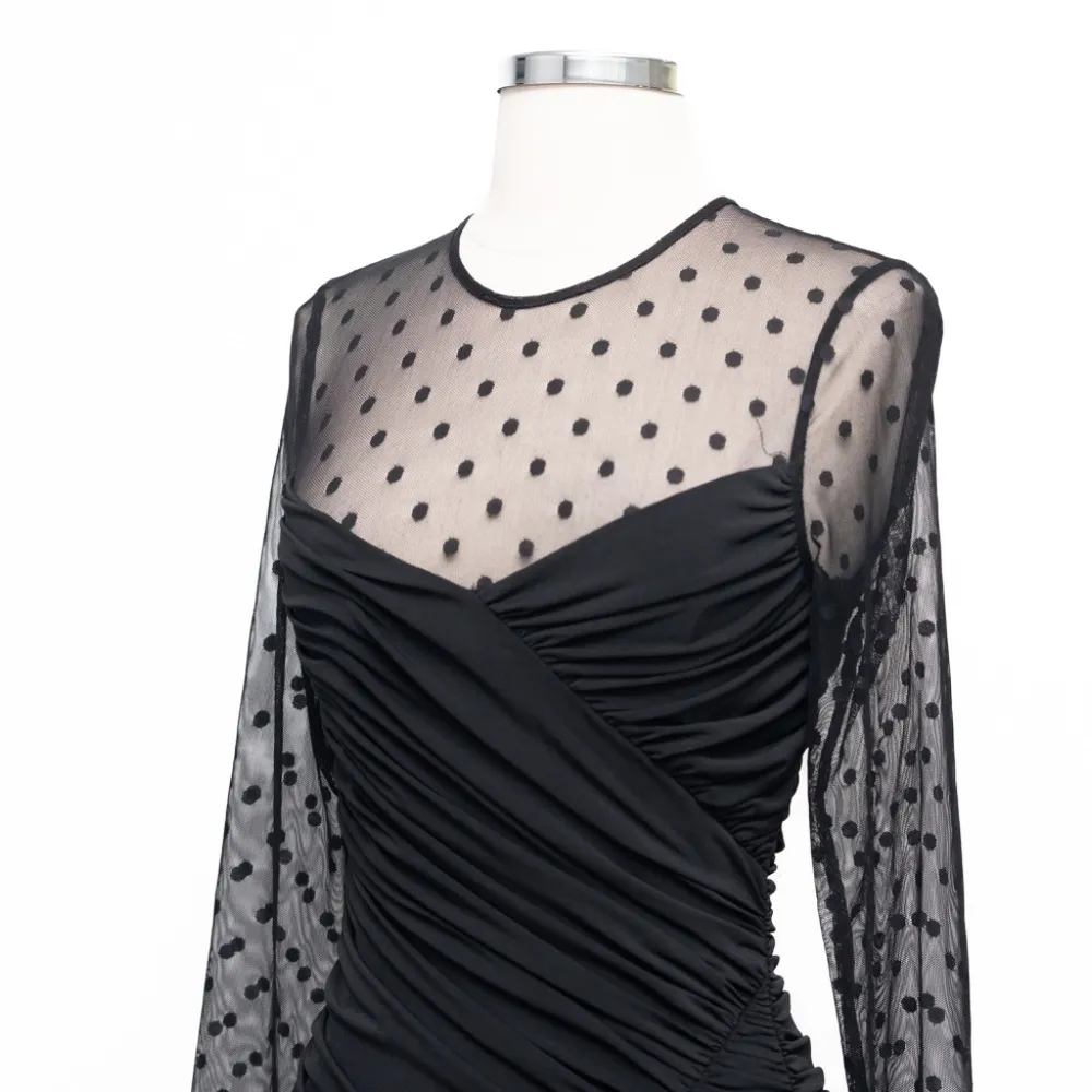 Halston. Hilary Dress in Jersey Mesh. Black Size 2 - Image 9