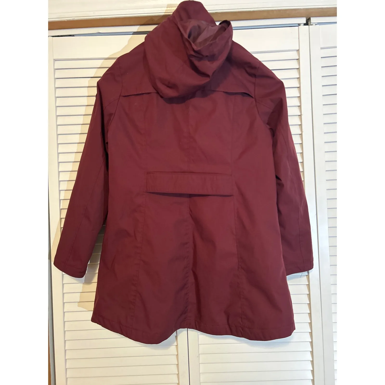 Lands End Burgundy Waterproof Hooded Anorak Jacket Women's Medium - Image 7