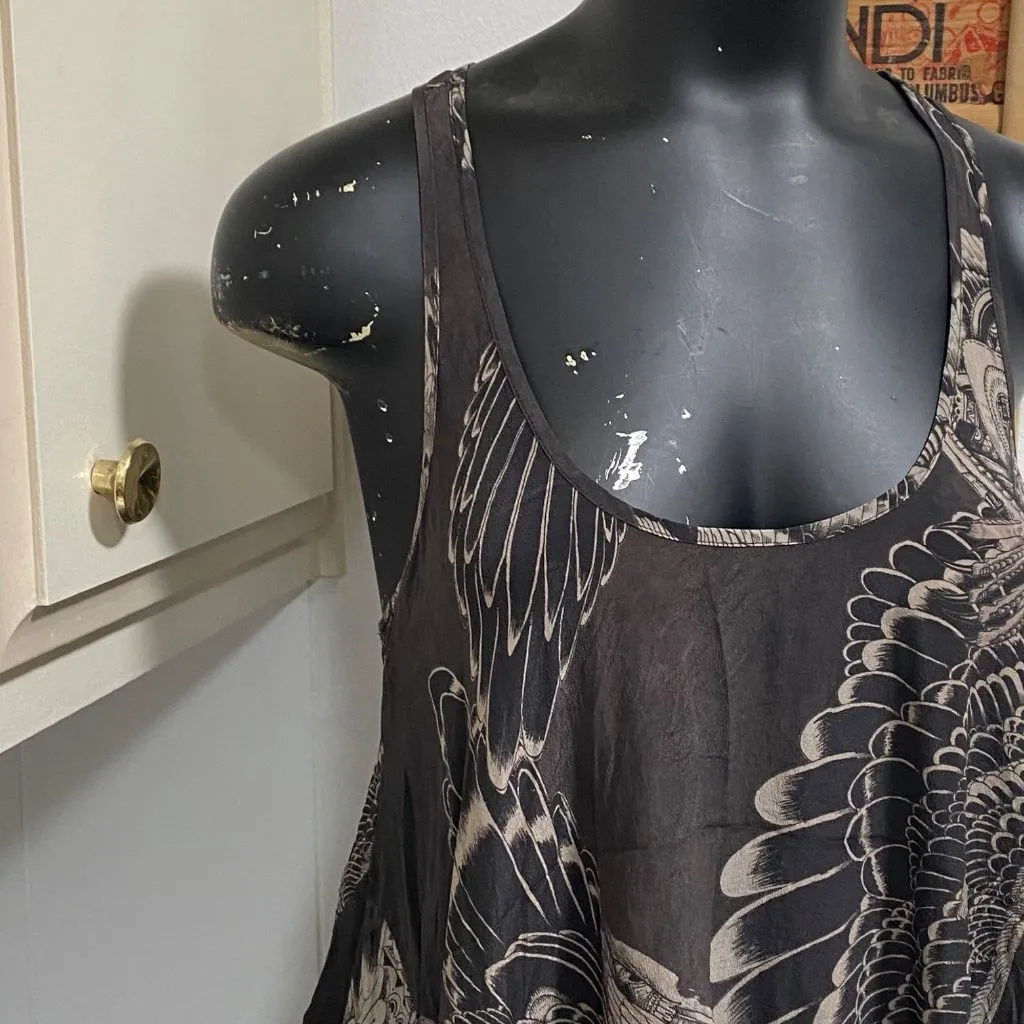 AllSaints Silk Racerback Aline Tunic Top Size 4 Gray - Image 3