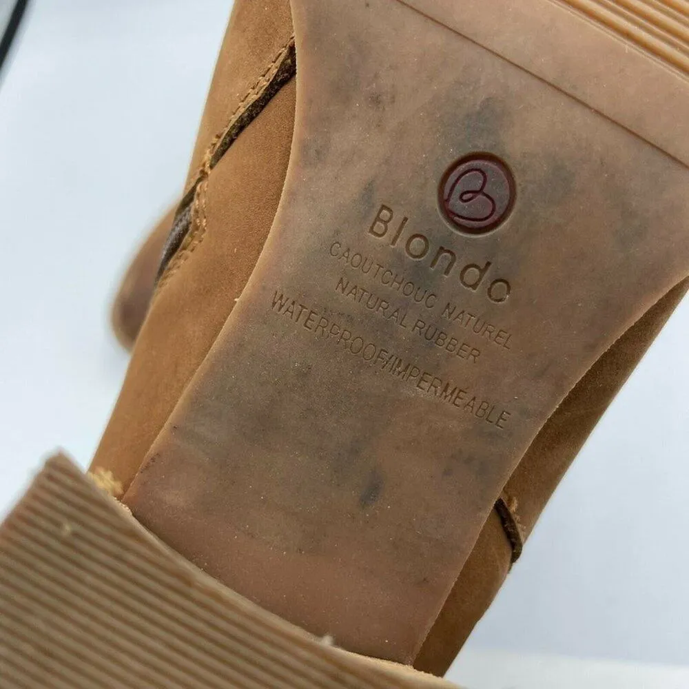 Blondo Brown Block Heel Side Double Zip Boots Womens 9.5 Fall Suede Leather - Image 9