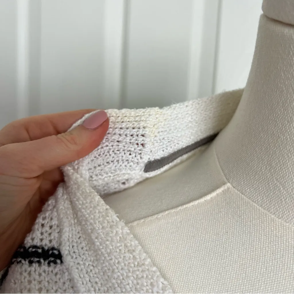 Brochu Walker Sasha Striped Vee Cotton & Wool Blend Sweater - Image 9