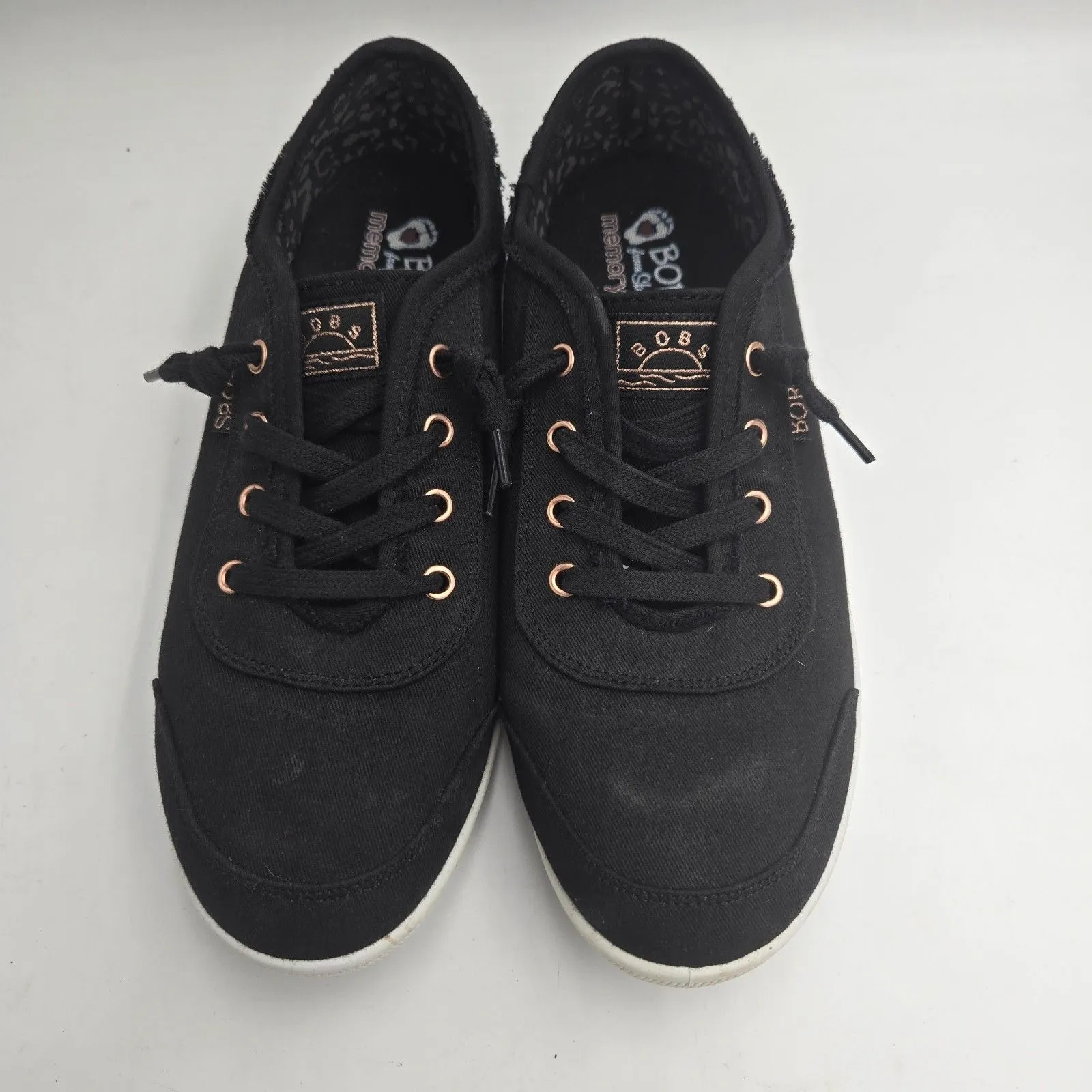 BOBS by Skechers B Cute Black Canvas Sneakers Womens 8.5 Memory Foam Casual Shoe - Image 3