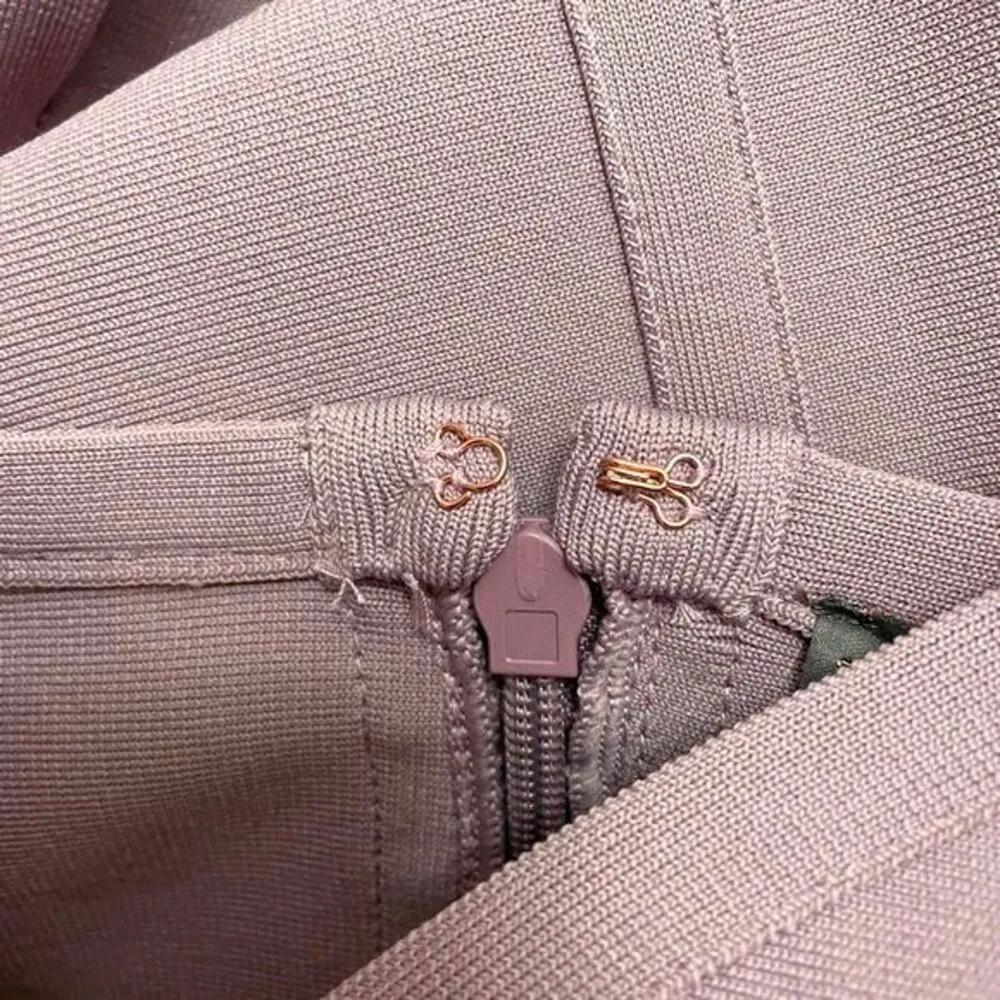 NWT The Girlcode Bandage V Neck Bodycon Midi Dress Lilac Mauve Women’s Size 6 Purple - Image 8