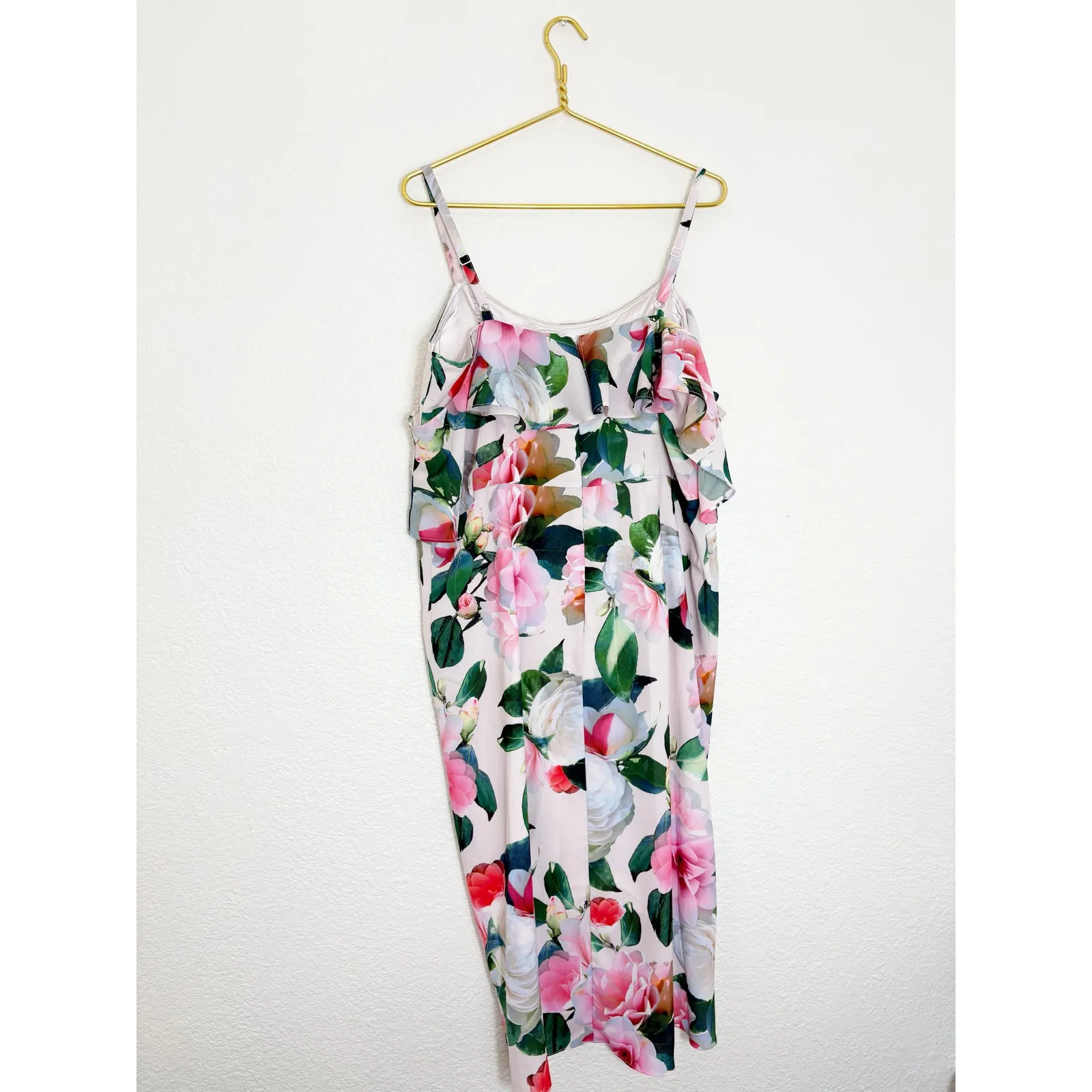 City Chic Love Me Do Midi Dress Plus Size 16 Pink Floral Cold Shoulder Wedding - Image 13