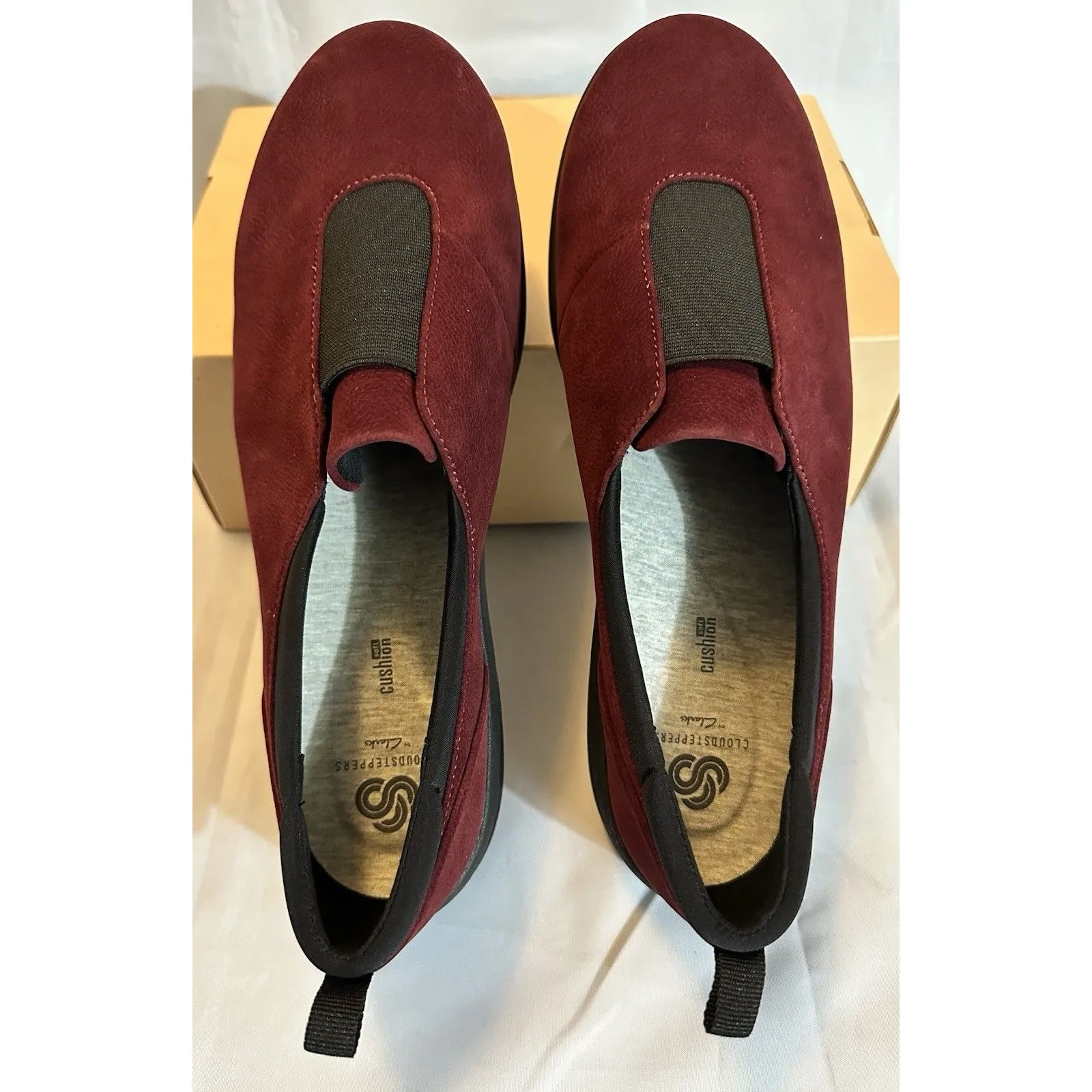 Clarks Cloud Steppers Maroon Red Ayla Band Slip on Comfort Shoes Women’s Size 11 - Image 5