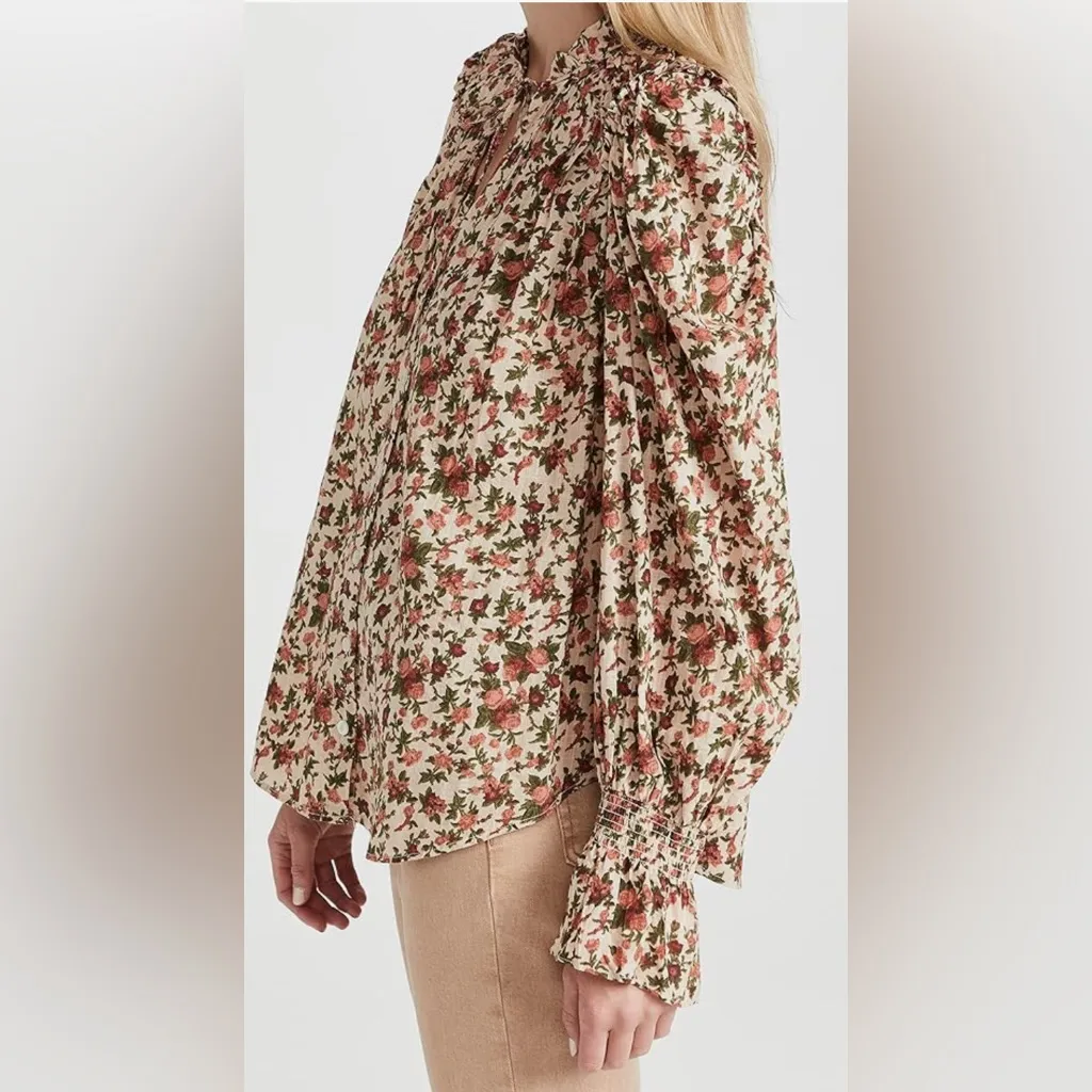 Free People Floral Blouse in Orange and Green vintage combo - Image 4