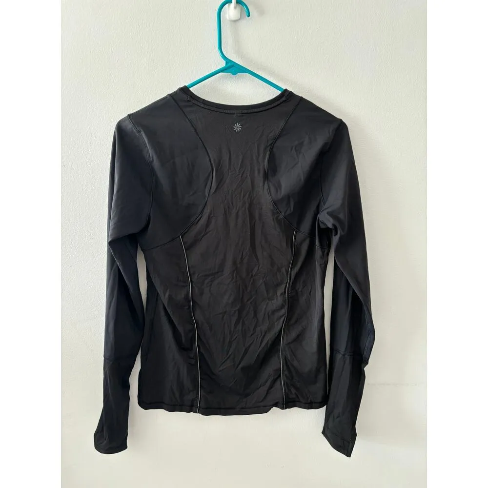 Athleta Top Women's Small Black Eclipse Athleisure Activewear Fitted Crewneck - Image 7
