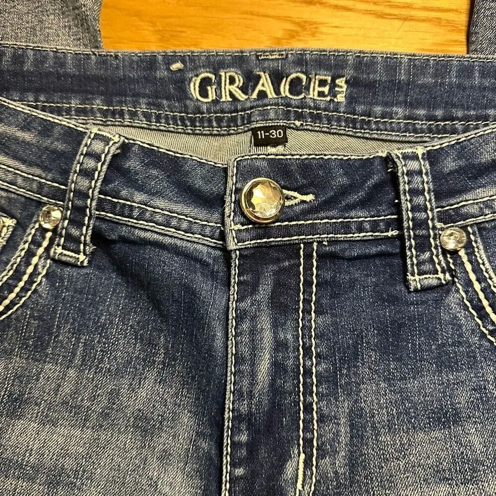 Grace in LA embellished jeans 11/30 Blue Size undefined - Image 3