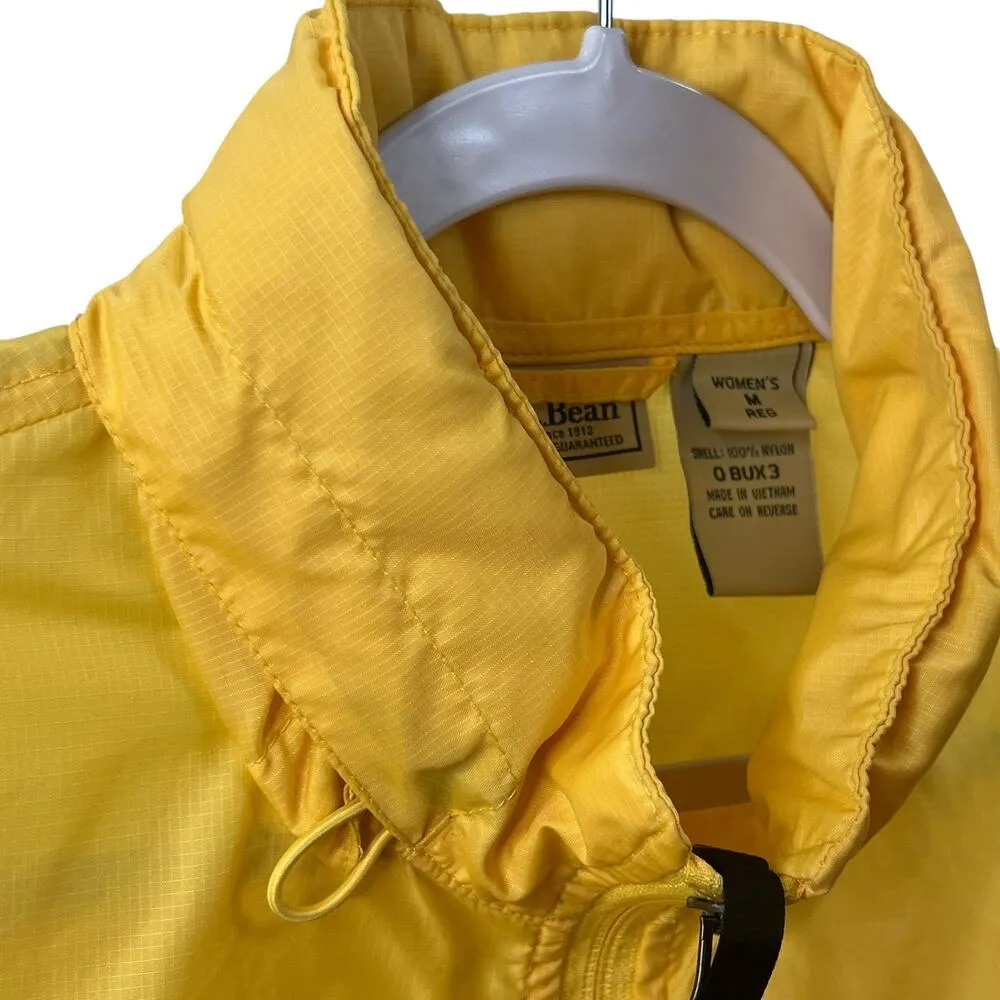 L.L. Bean Yellow Nylon Windbreaker Jacket Women M Reg Lightweight Stowaway Hood Size M - Image 6