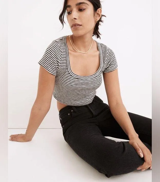 Madewell Westville Crop Tee Deep Coal Size Small - Image 4