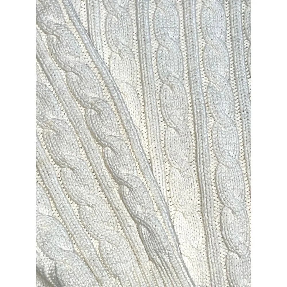 Adrienne Vittadini Sport Vintage Cream Cable Cardigan Sweater S - Image 3